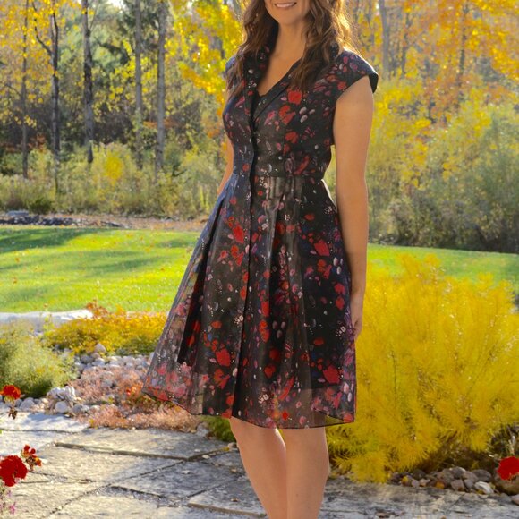 SACHIN + BABI Noir Rare Emesta Woven Fit and Flare Gown Size 6 - Picture 4 of 16